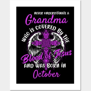 Christian Grandma who was Born in October Birthday Faith Gift Posters and Art